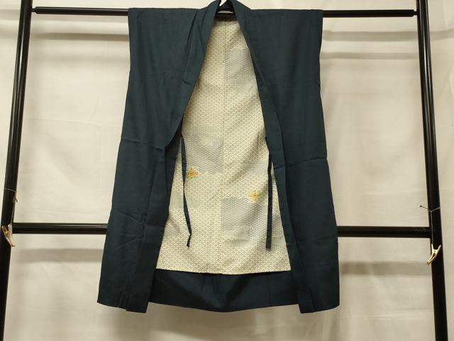平和屋着物＃男性　袖無し羽織　紬地　霞文　正絹　逸品　CABF9006in