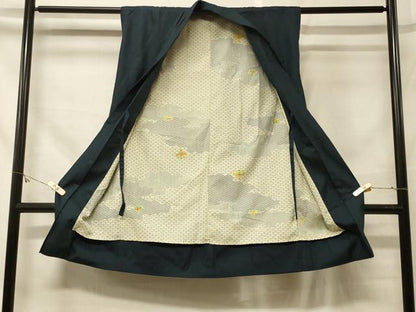 平和屋着物＃男性　袖無し羽織　紬地　霞文　正絹　逸品　CABF9006in