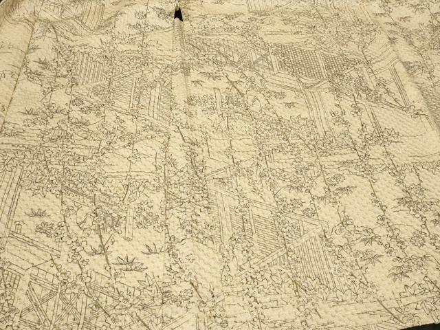 平和屋着物＃羽織　手描き　総絞り　風景草花文　正絹　逸品　CABF9009in