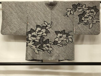 平和屋着物＃羽織　総絞り　草花文　黒地　正絹　逸品　CABF9011in
