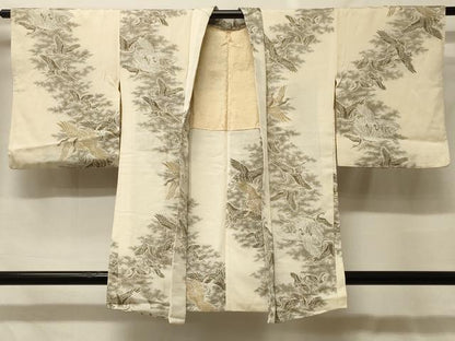 平和屋着物＃羽織　寿光織　舞鶴文　金銀糸　正絹　逸品　CABF9012in