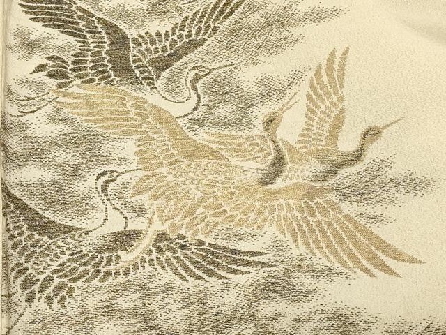 平和屋着物＃羽織　寿光織　舞鶴文　金銀糸　正絹　逸品　CABF9012in