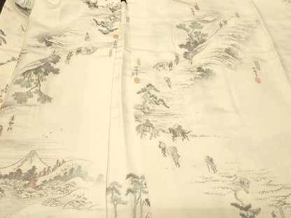 平和屋着物＃羽織　寿光織　冨嶽百景　金糸　正絹　逸品　CABF9015in
