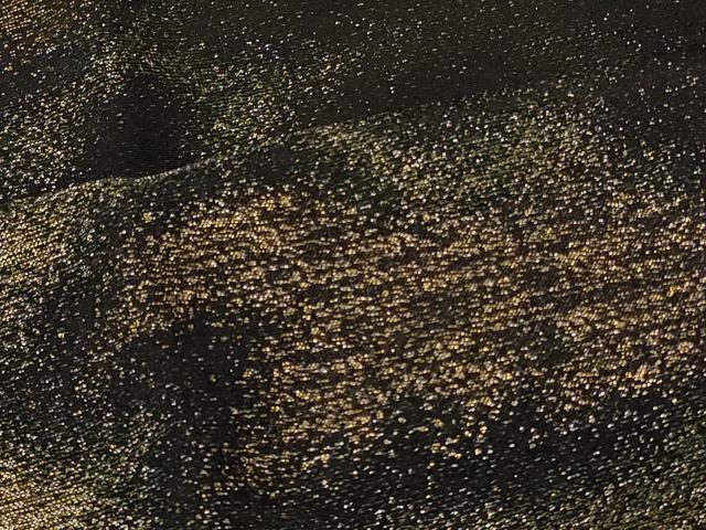 平和屋着物＃道行コート　寿光織　霞文　黒地　金銀糸　正絹　逸品　CABF9028in