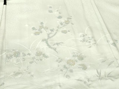 平和屋着物＃羽織　寿光織　流水草花文　金銀糸　正絹　逸品　CABF9029in