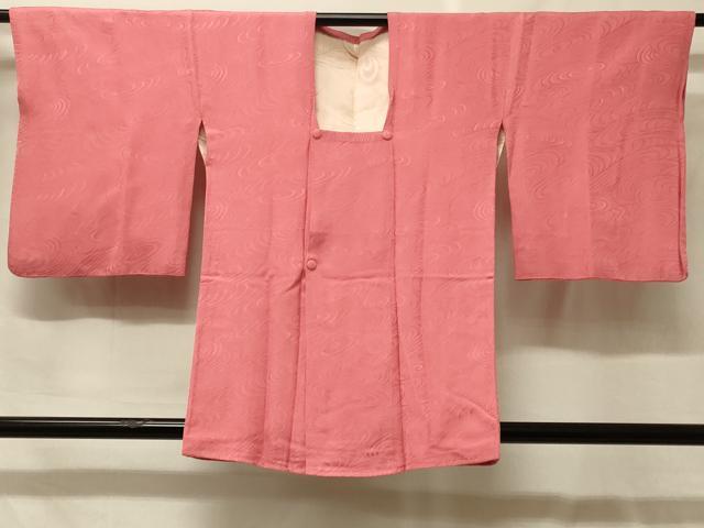平和屋着物＃道行コート　色無地　流水地紋　真朱色　正絹　逸品　CABF9035in
