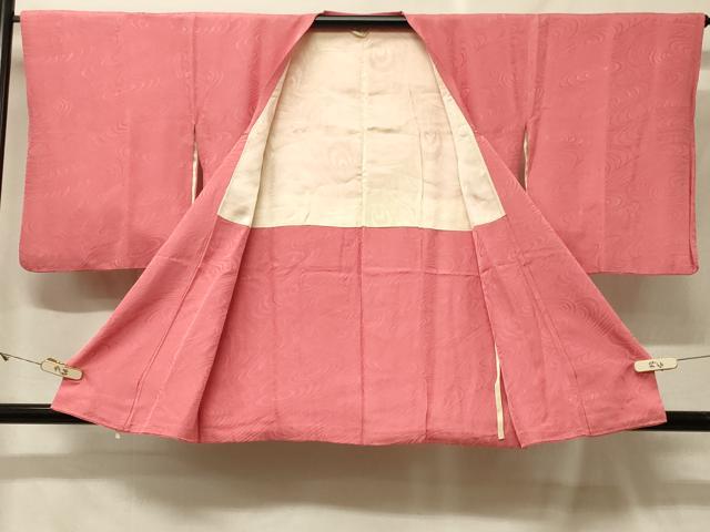 平和屋着物＃道行コート　色無地　流水地紋　真朱色　正絹　逸品　CABF9035in
