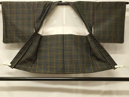 平和屋着物＃本場縞大島紬　羽織　格子柄　正絹　逸品　未使用　CABF9038in
