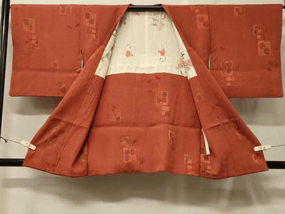 平和屋着物＃道行コート　地紋起こし　枝花文　正絹　逸品　CABF9039in