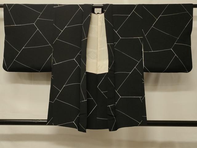 平和屋着物＃羽織　切嵌文　黒地　正絹　逸品　CABF9046in