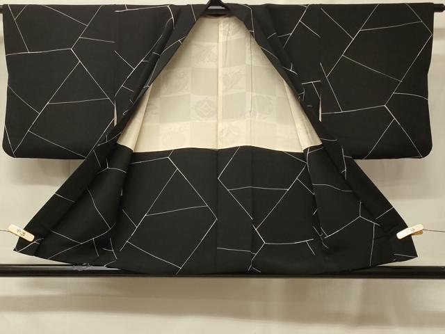 平和屋着物＃羽織　切嵌文　黒地　正絹　逸品　CABF9046in
