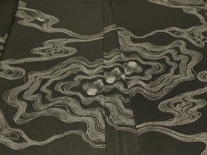 平和屋着物＃羽織　墨流し文様　黒地　正絹　逸品　CABF9047in