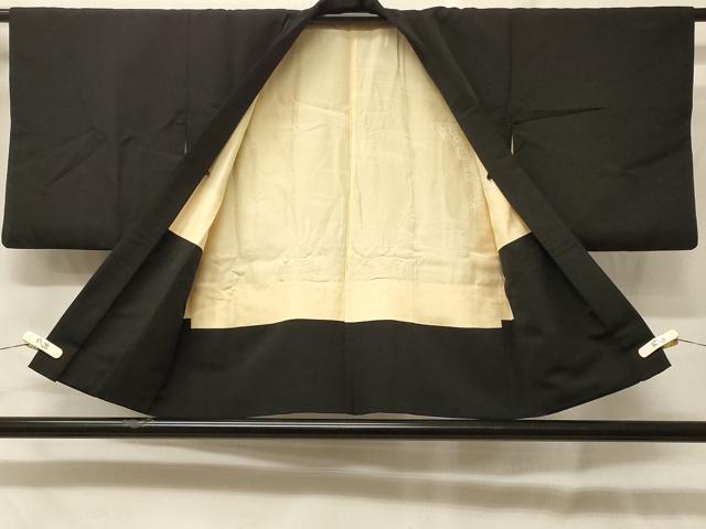 平和屋着物＃羽織　寿光織　糸車花文　暈し染め　黒地　金銀糸　正絹　逸品　CABF9053in