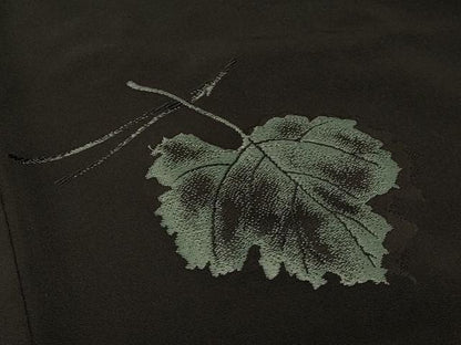 平和屋着物＃羽織　寿光織　舞葉文　黒地　金糸　正絹　逸品　CABF9054in
