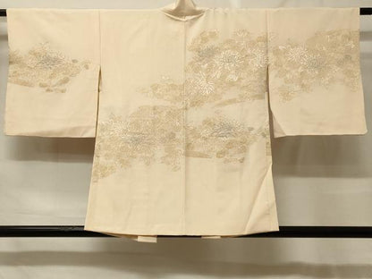平和屋着物＃羽織　寿光織　流水草花文　金銀糸　正絹　逸品　CABF9061in
