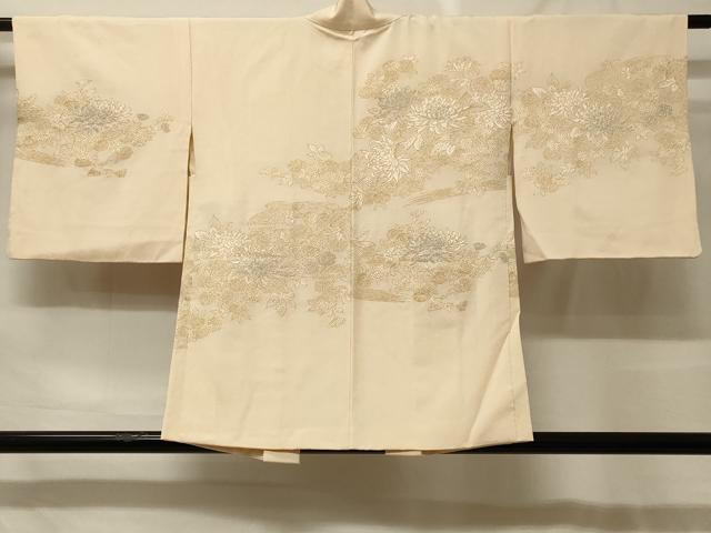 平和屋着物＃羽織　寿光織　流水草花文　金銀糸　正絹　逸品　CABF9061in
