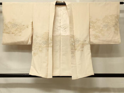 平和屋着物＃羽織　寿光織　流水草花文　金銀糸　正絹　逸品　CABF9061in