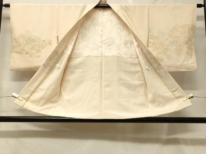 平和屋着物＃羽織　寿光織　流水草花文　金銀糸　正絹　逸品　CABF9061in