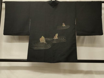 平和屋着物＃羽織　寿光織　枯山水　黒地　金銀糸　正絹　逸品　CABF9064in