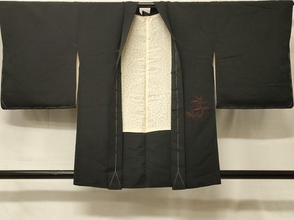 平和屋着物＃羽織　枝葉文　黒地　正絹　逸品　未使用　CABF9066in
