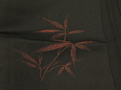 平和屋着物＃羽織　枝葉文　黒地　正絹　逸品　未使用　CABF9066in