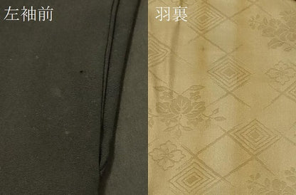 平和屋着物＃羽織　総刺繍　枝花文　黒地　正絹　逸品　CABF9067in