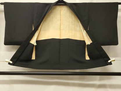 平和屋着物＃羽織　総刺繍　枝花文　黒地　正絹　逸品　CABF9067in