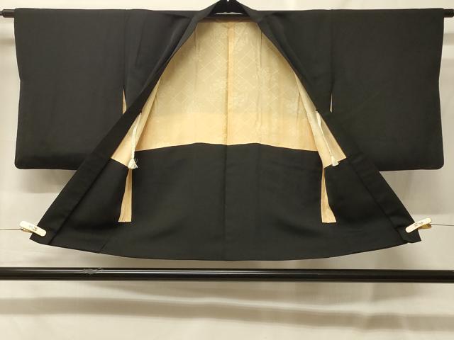 平和屋着物＃羽織　総刺繍　枝花文　黒地　正絹　逸品　CABF9067in