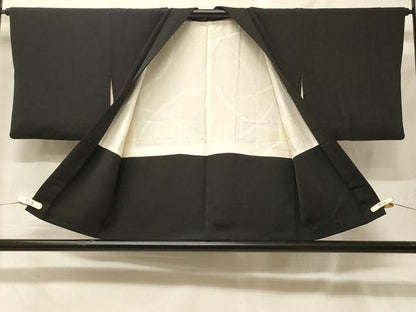 平和屋着物＃羽織　刺繍　枝花文　黒地　金銀糸　正絹　逸品　CABF9068in