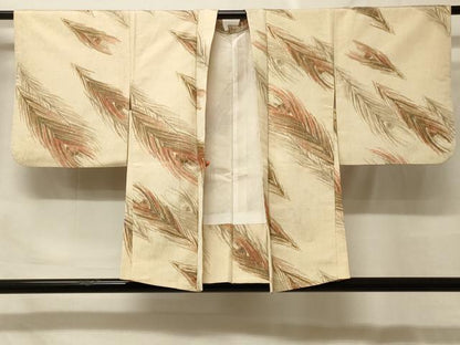 平和屋着物＃羽織　寿光織　孔雀羽文　金糸　正絹　逸品　CABF9069in