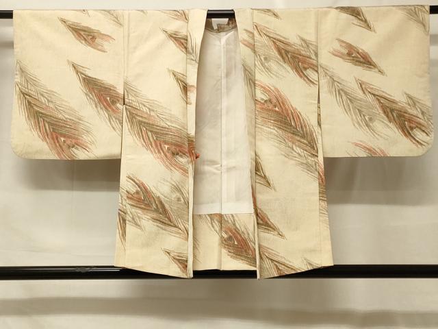 平和屋着物＃羽織　寿光織　孔雀羽文　金糸　正絹　逸品　CABF9069in