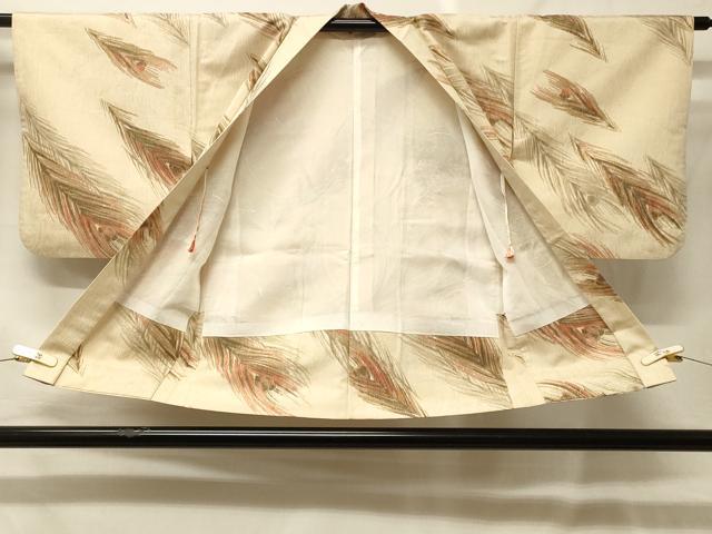 平和屋着物＃羽織　寿光織　孔雀羽文　金糸　正絹　逸品　CABF9069in