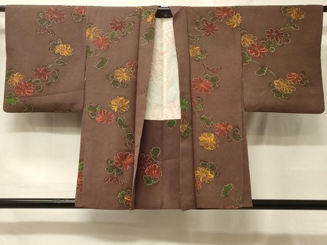 平和屋着物＃羽織　草花文　正絹　逸品　CABF9072in