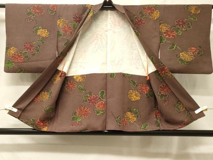 平和屋着物＃羽織　草花文　正絹　逸品　CABF9072in