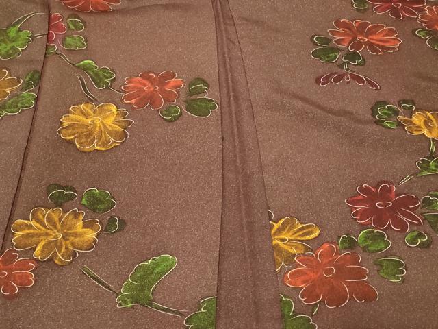 平和屋着物＃羽織　草花文　正絹　逸品　CABF9072in