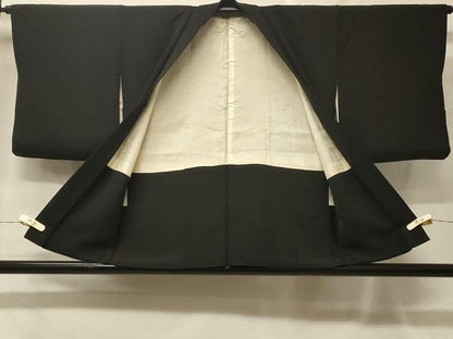 平和屋着物＃羽織　総刺繍　枝花文　黒地　正絹　逸品　CABF9077in