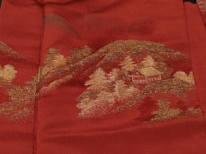 平和屋着物＃羽織　寿光織　遠山風景文　金銀糸　正絹　逸品　CABF9078in