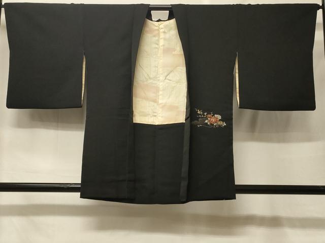 平和屋着物＃羽織　寿光織　雲取り花車文　黒地　金銀糸　正絹　逸品　CABF9082in