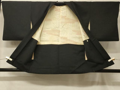 平和屋着物＃羽織　寿光織　雲取り花車文　黒地　金銀糸　正絹　逸品　CABF9082in