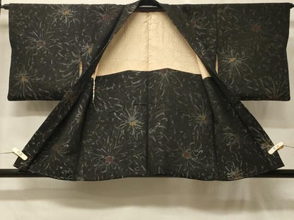 平和屋着物＃羽織　寿光織　乱菊　黒地　金銀糸　正絹　逸品　CABF9085in