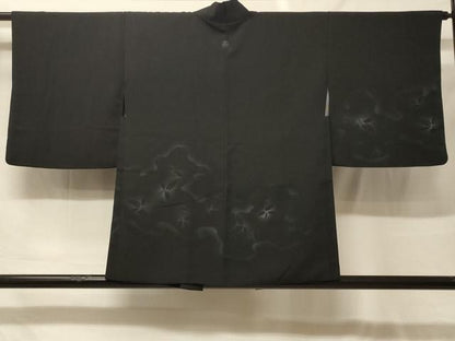 平和屋着物＃羽織　枝葉文　暈し染め　黒地　正絹　逸品　CABF9088in