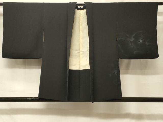 平和屋着物＃羽織　枝葉文　暈し染め　黒地　正絹　逸品　CABF9088in