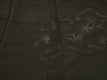 平和屋着物＃羽織　枝葉文　暈し染め　黒地　正絹　逸品　CABF9088in