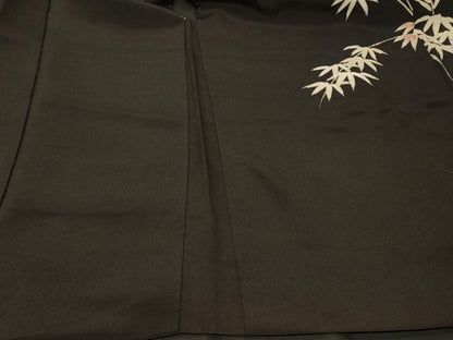 平和屋着物＃羽織　笹竹文　黒地　金彩　正絹　逸品　CABF9090in