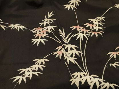 平和屋着物＃羽織　笹竹文　黒地　金彩　正絹　逸品　CABF9090in