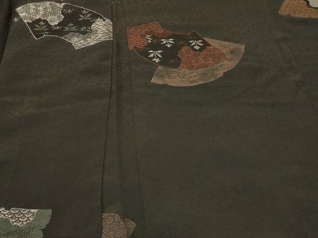 平和屋着物＃羽織　寿光織　地紙吉祥花文　黒地　金銀糸　正絹　逸品　CABF9097in