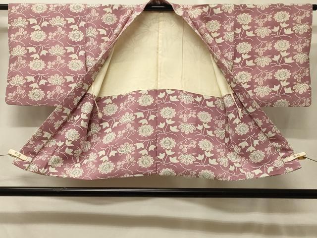 平和屋着物＃羽織　型染め　草花文　正絹　逸品　CABF9100in