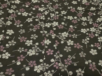平和屋着物＃羽織　枝花文　黒地　正絹　逸品　CABF9106in