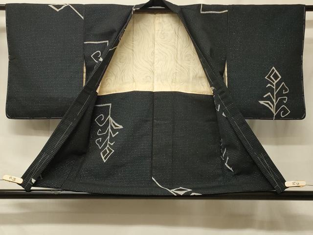 平和屋着物＃羽織　唐草文　黒地　銀糸　正絹　逸品　未使用　CABF9107in