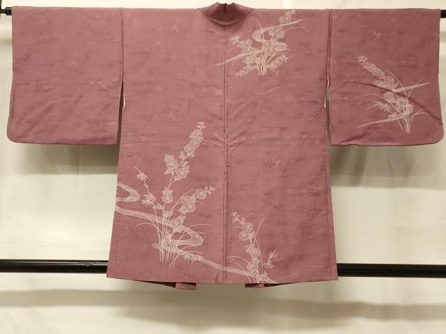 平和屋着物＃羽織　流水草花文　正絹　逸品　CABF9109in